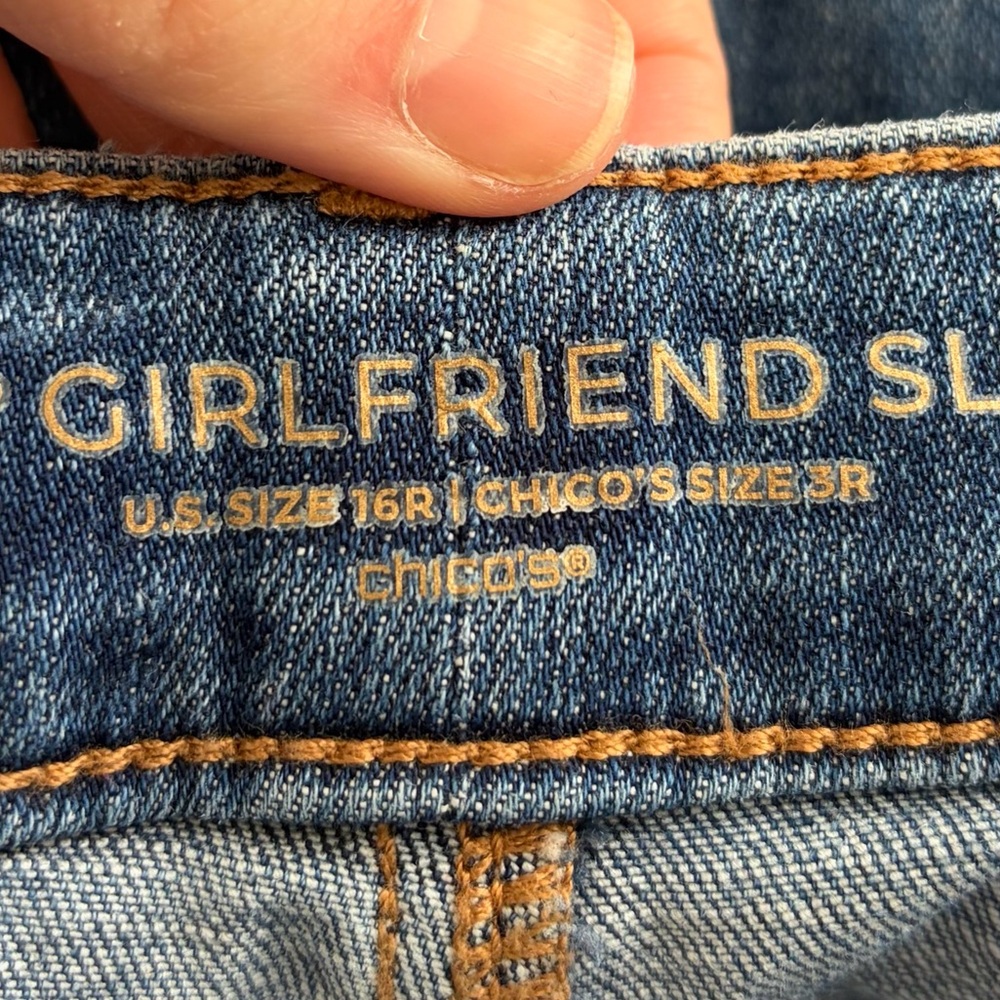 Chico’s So Slimming Patchwork Style Girlfriend Sl… - image 4